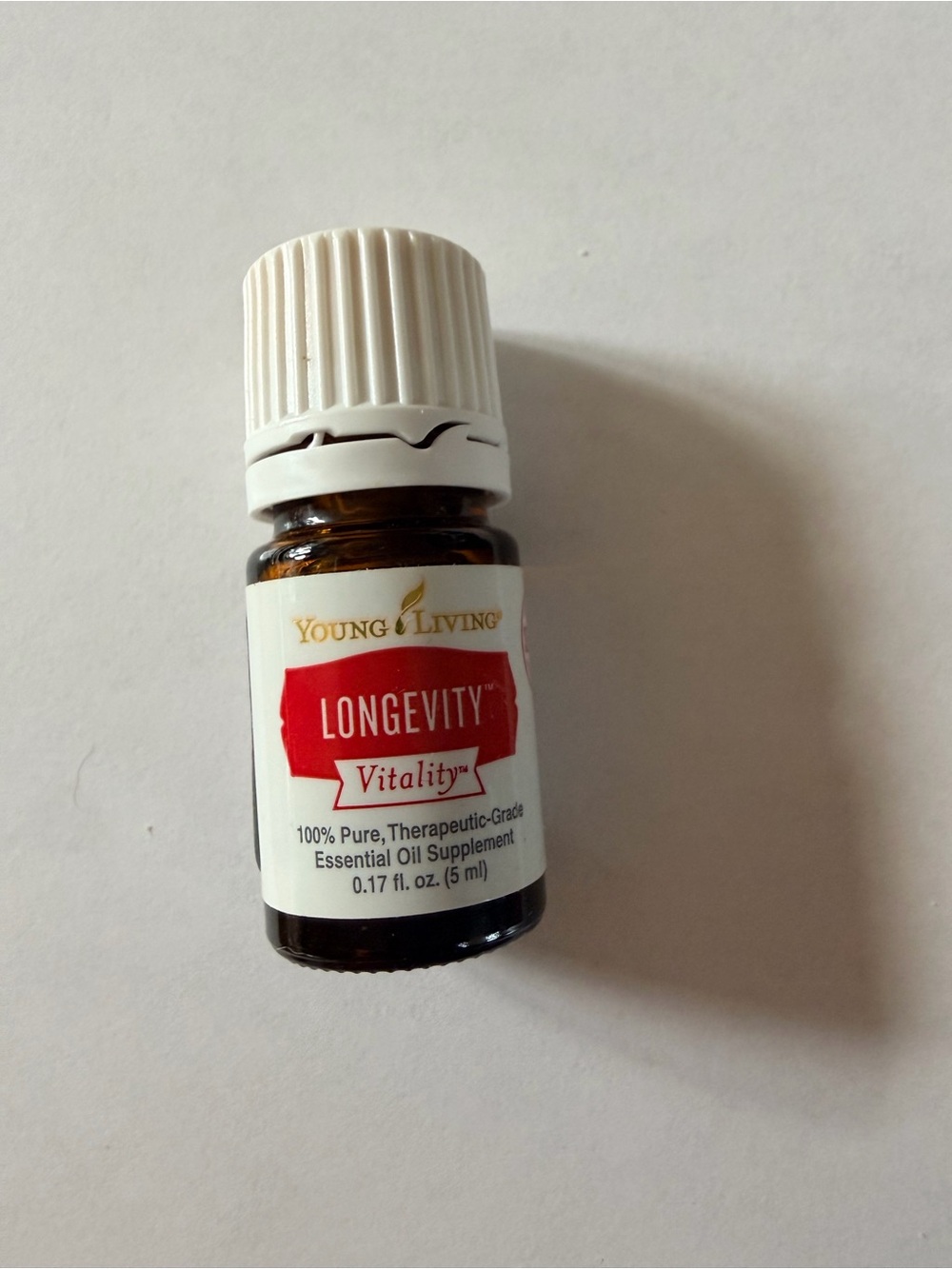Young Living Longevity Vitality Essential Oil Bottle - Red & White